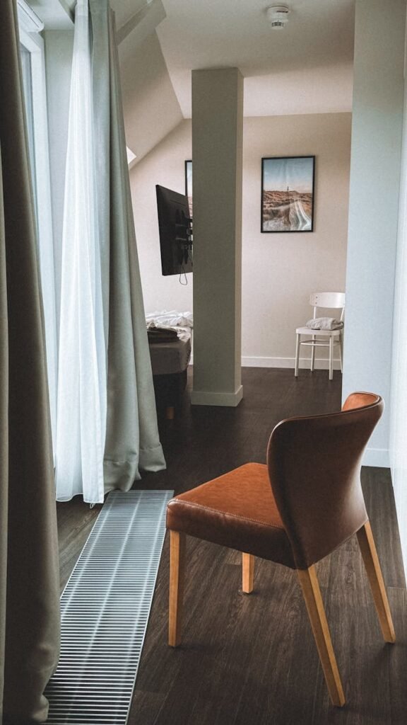 Bright and elegant apartment interior with modern decor and natural light.